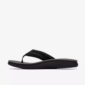 Mens Wesley Surf Black Leather Flip Flop