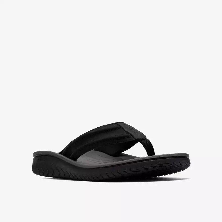 Mens Wesley Surf Black Leather Flip Flop Mens Wesley Surf Black Leather Flip Flop