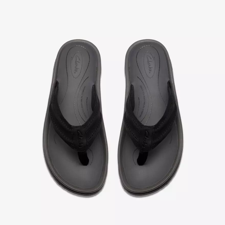 Mens Wesley Surf Black Leather Flip Flop Mens Wesley Surf Black Leather Flip Flop
