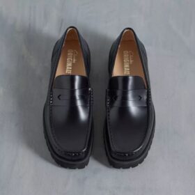 Mens Yukoner Penny Black Leather Loafers Mens Yukoner Penny Black Leather Loafers