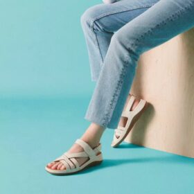 Women’s Cecily Strap Cream Leather Strappy Sandals