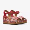 Women’s Chicly Floral Red Print Wedges