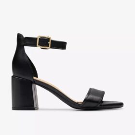 Women’s Ezoria Mae Black Leather Heeled Sandals