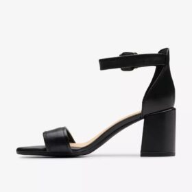 Women’s Ezoria Mae Black Leather Heeled Sandals