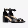 Women’s Ezoria Mae Black Leather Heeled Sandals