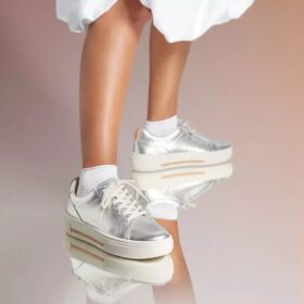 Women’s Hollyhock Walk Silver Leather Sneakers