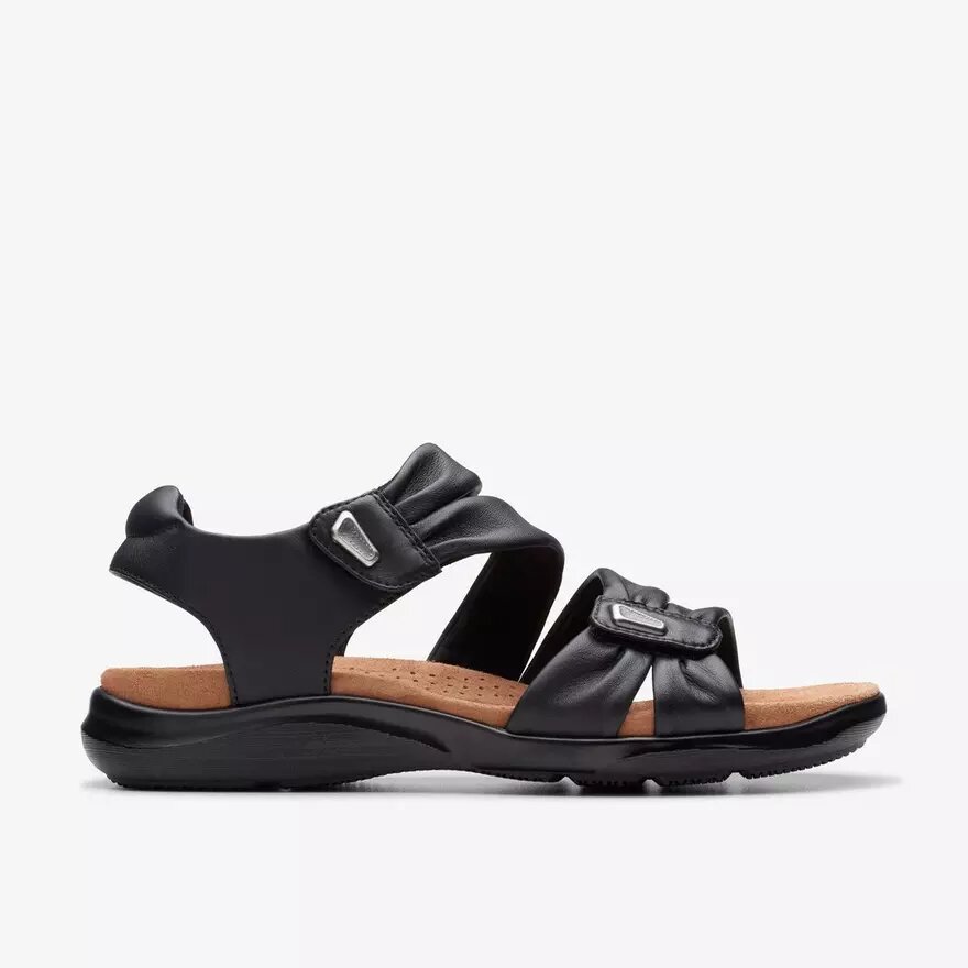 Women’s Kitly Ave Black Leather Flat Sandals Women’s Kitly Ave Black Leather Flat Sandals