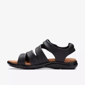 Women’s Kitly Ave Black Leather Flat Sandals