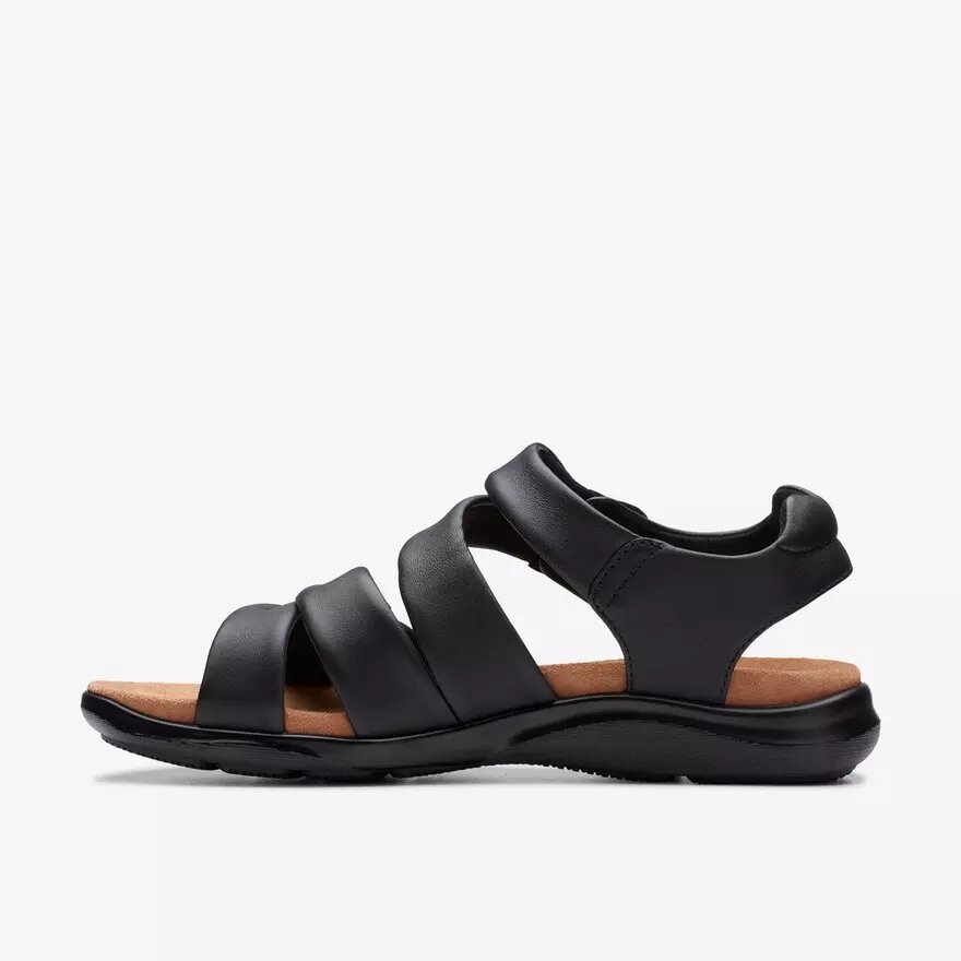 Women’s Kitly Ave Black Leather Flat Sandals Women’s Kitly Ave Black Leather Flat Sandals
