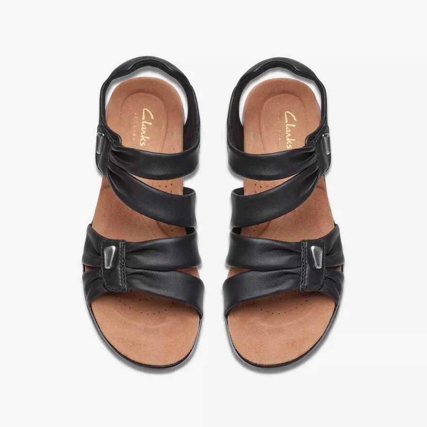Women’s Kitly Ave Black Leather Flat Sandals Women’s Kitly Ave Black Leather Flat Sandals