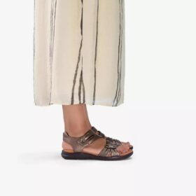 Women’s Kitly Ave Bronze Leather Flat Sandals
