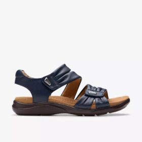 Women’s Kitly Ave Navy Leather Flat Sandals
