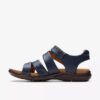 Women’s Kitly Ave Navy Leather Flat Sandals Women’s Kitly Ave Navy Leather Flat Sandals