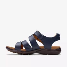 Women’s Kitly Ave Navy Leather Flat Sandals