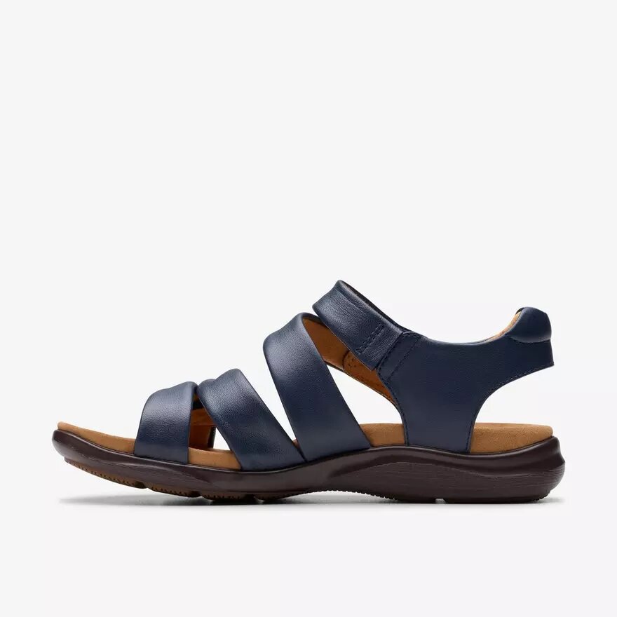 Women’s Kitly Ave Navy Leather Flat Sandals Women’s Kitly Ave Navy Leather Flat Sandals
