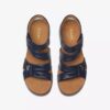 Women’s Kitly Ave Navy Leather Flat Sandals Women’s Kitly Ave Navy Leather Flat Sandals
