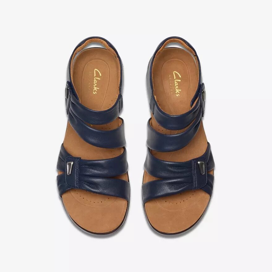 Women’s Kitly Ave Navy Leather Flat Sandals Women’s Kitly Ave Navy Leather Flat Sandals