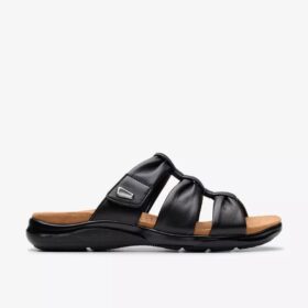 Women’s Kitly Slide Black Leather Flat Sandals