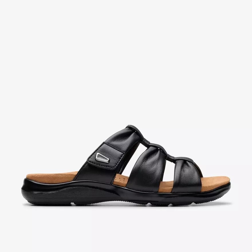 Women’s Kitly Slide Black Leather Flat Sandals Women’s Kitly Slide Black Leather Flat Sandals