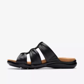 Women’s Kitly Slide Black Leather Flat Sandals
