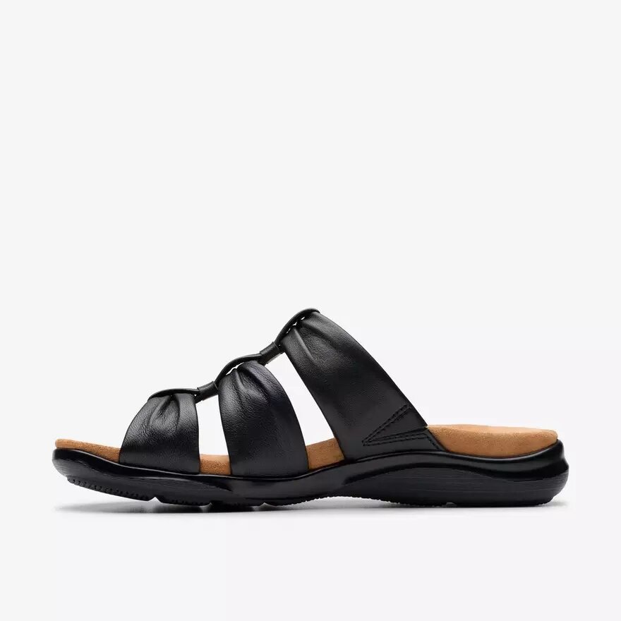 Women’s Kitly Slide Black Leather Flat Sandals Women’s Kitly Slide Black Leather Flat Sandals