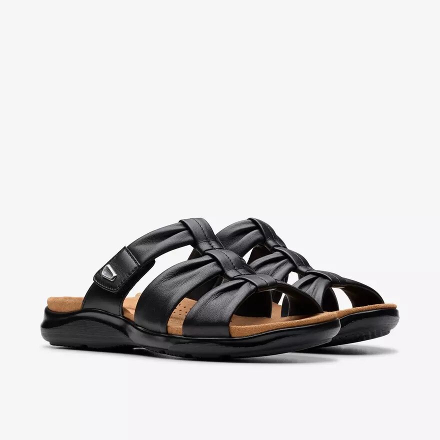 Women’s Kitly Slide Black Leather Flat Sandals Women’s Kitly Slide Black Leather Flat Sandals