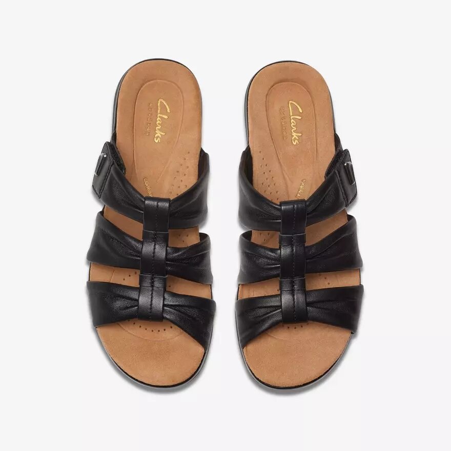 Women’s Kitly Slide Black Leather Flat Sandals Women’s Kitly Slide Black Leather Flat Sandals