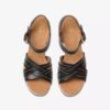 Women’s Sabina Strap Black Leather Wedges Women’s Sabina Strap Black Leather Wedges