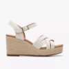 Women’s Sabina Strap Cream Leather Wedges Women’s Sabina Strap Cream Leather Wedges