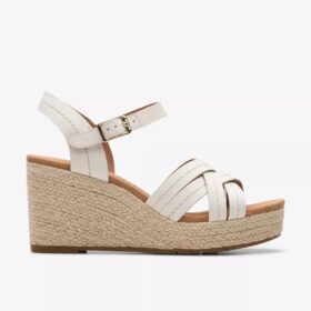 Women’s Sabina Strap Cream Leather Wedges