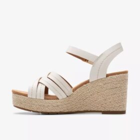 Women’s Sabina Strap Cream Leather Wedges
