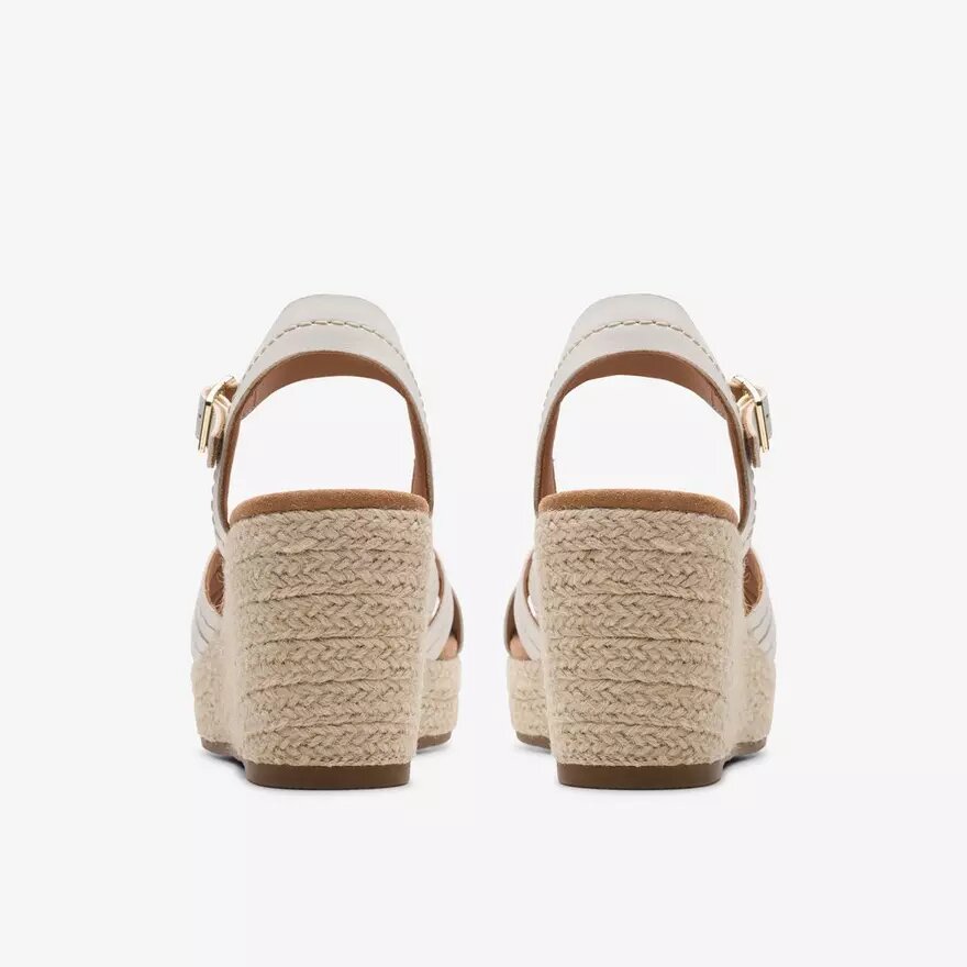 Women’s Sabina Strap Cream Leather Wedges Women’s Sabina Strap Cream Leather Wedges