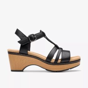 Women’s Seannah Madi Black Leather Wedges
