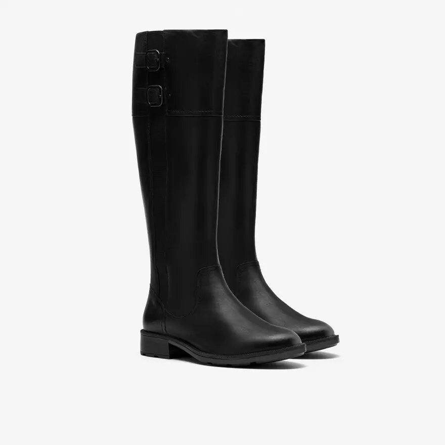 Womens Adalynn Hope Black Leather Knee High Boots Womens Adalynn Hope Black Leather Knee High Boots