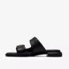 Womens Ariany Bay Black Leather Flat Sandals Womens Ariany Bay Black Leather Flat Sandals