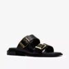 Womens Ariany Bay Black Leather Flat Sandals Womens Ariany Bay Black Leather Flat Sandals