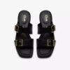 Womens Ariany Bay Black Leather Flat Sandals Womens Ariany Bay Black Leather Flat Sandals