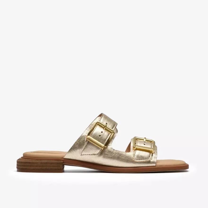Womens Ariany Bay Soft Gold Flat Sandals Womens Ariany Bay Soft Gold Flat Sandals