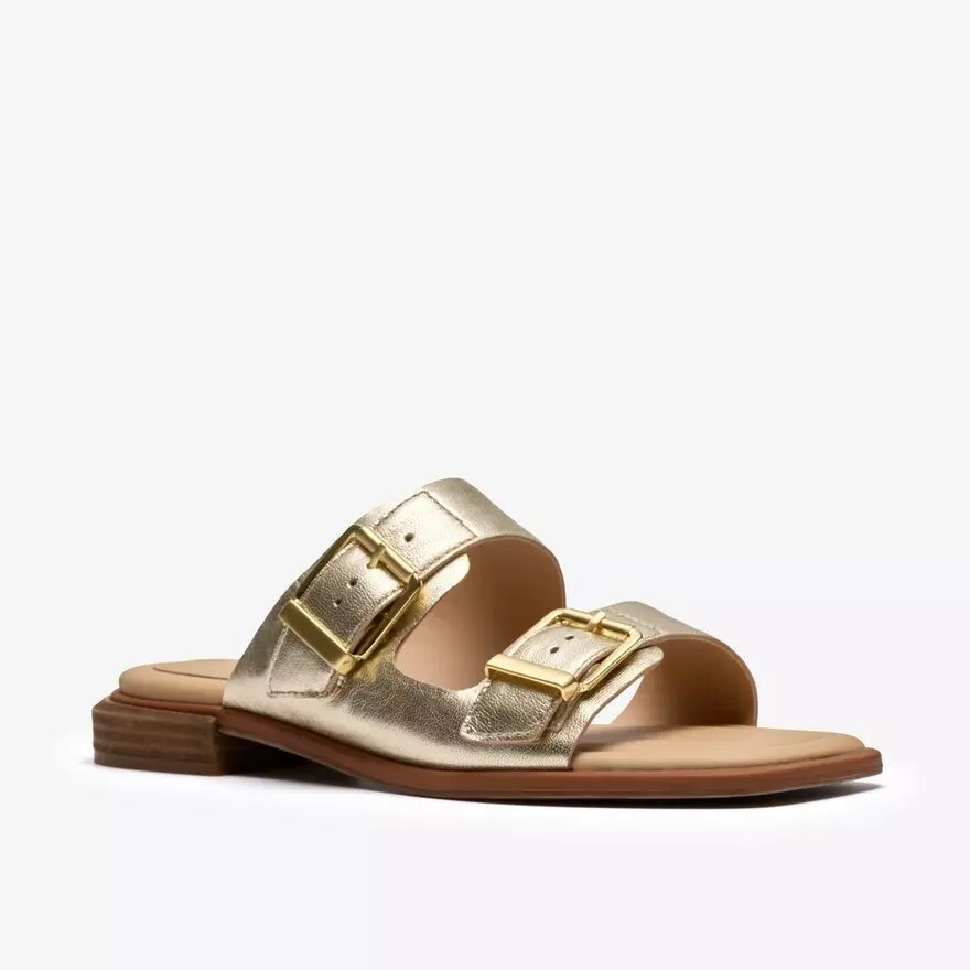 Womens Ariany Bay Soft Gold Flat Sandals Womens Ariany Bay Soft Gold Flat Sandals