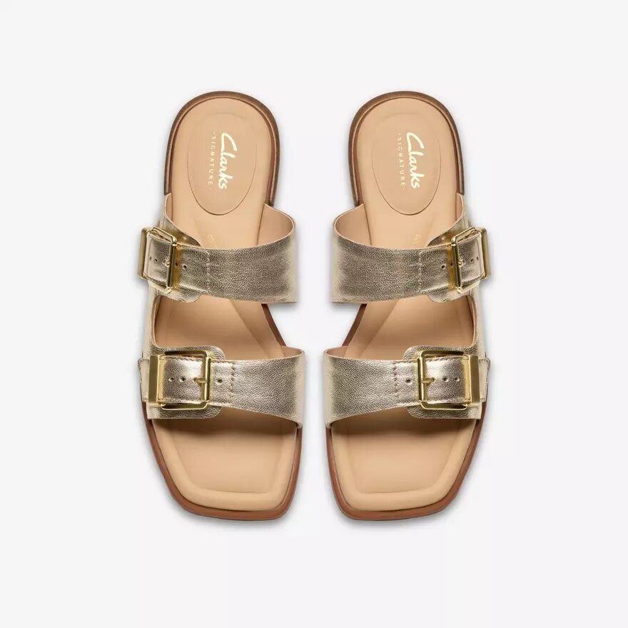 Womens Ariany Bay Soft Gold Flat Sandals Womens Ariany Bay Soft Gold Flat Sandals