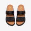 Womens Arwell Step Black Leather Flat Sandals Womens Arwell Step Black Leather Flat Sandals