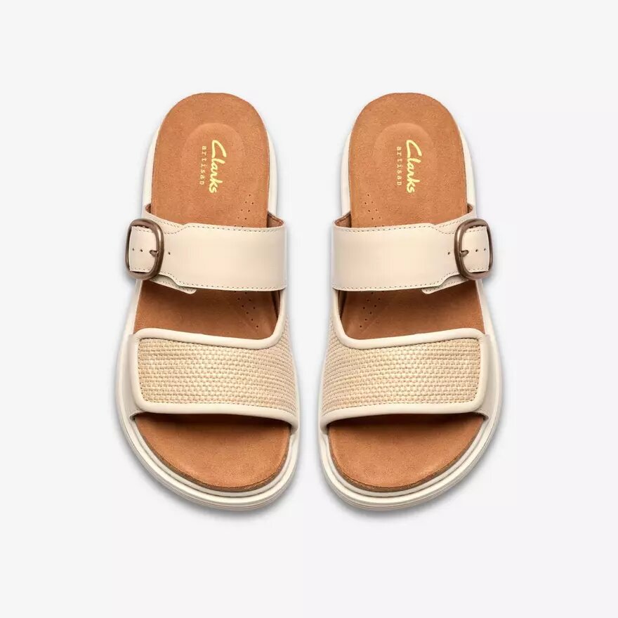 Womens Arwell Step Cream Leather Flat Sandals Womens Arwell Step Cream Leather Flat Sandals
