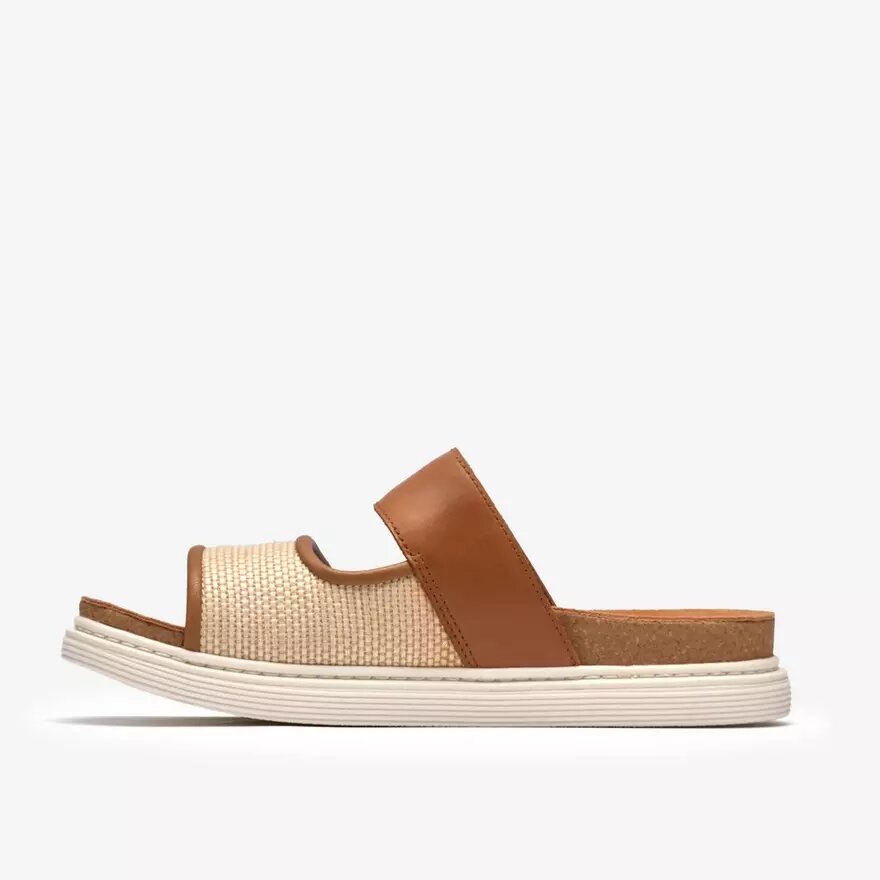 Womens Arwell Step Tan Leather Flat Sandals Womens Arwell Step Tan Leather Flat Sandals