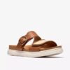 Womens Arwell Step Tan Leather Flat Sandals Womens Arwell Step Tan Leather Flat Sandals