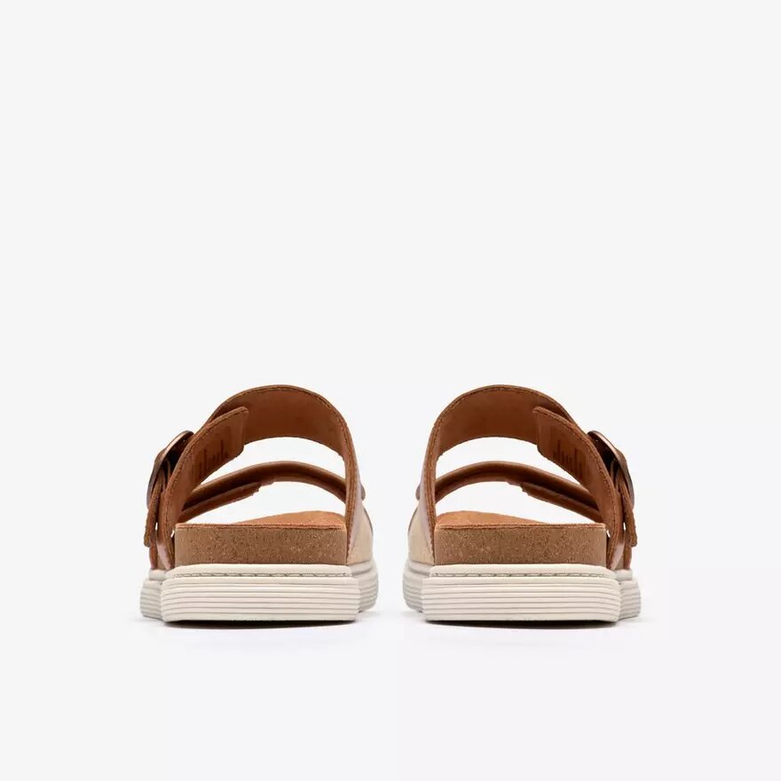 Womens Arwell Step Tan Leather Flat Sandals Womens Arwell Step Tan Leather Flat Sandals