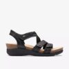 Womens Calenne Clara Black Wedge Sandals Womens Calenne Clara Black Wedge Sandals