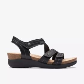 Womens Calenne Clara Black Wedge Sandals Womens Calenne Clara Black Wedge Sandals