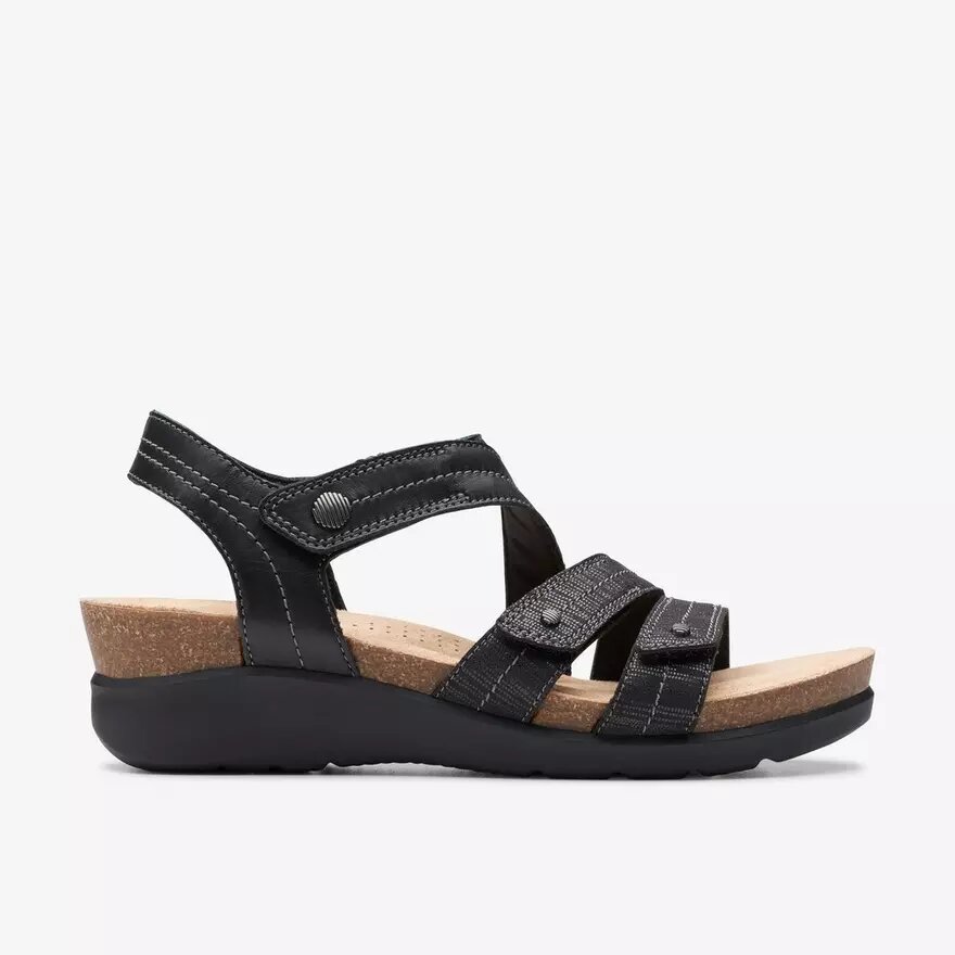 Womens Calenne Clara Black Wedge Sandals Womens Calenne Clara Black Wedge Sandals