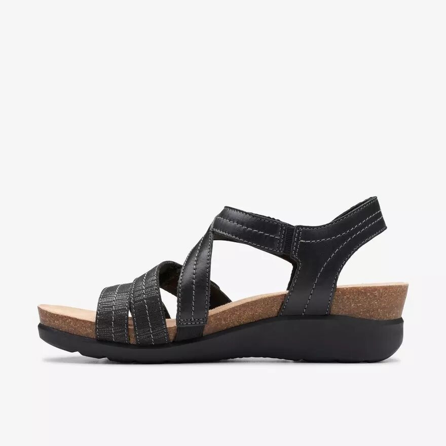 Womens Calenne Clara Black Wedge Sandals Womens Calenne Clara Black Wedge Sandals