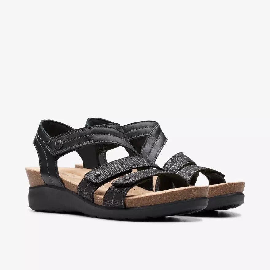 Womens Calenne Clara Black Wedge Sandals Womens Calenne Clara Black Wedge Sandals